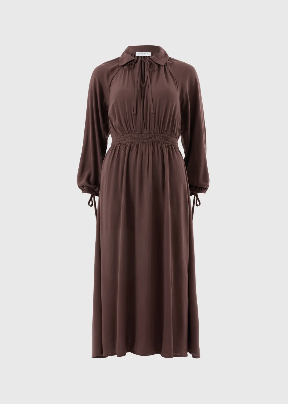 Brown Tie Neck Midaxi Dress - 26 Image 4