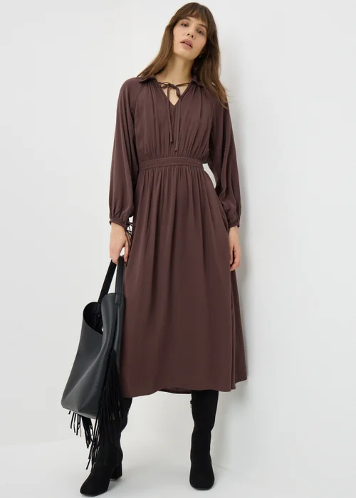 Brown Tie Neck Midaxi Dress - 26 Image 1