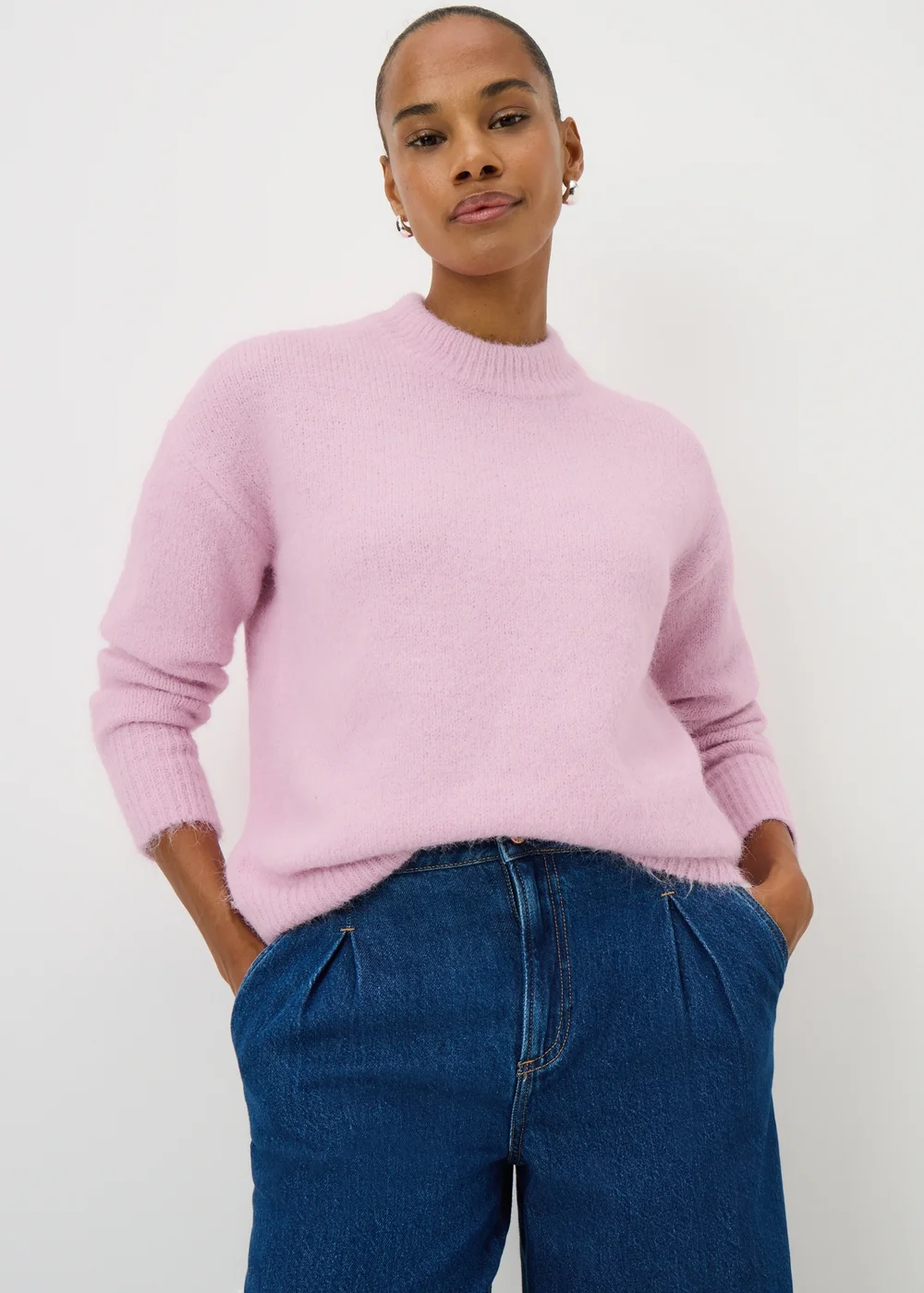 Pink Fluffy Lofty Crew Neck Jumper - XS Image 1