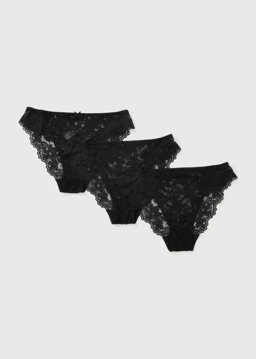 3 Pack Black Lace High Leg Knickers - 8 Image 2