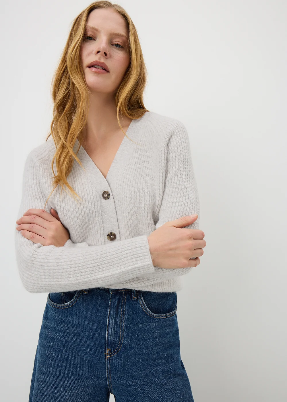 Oatmeal V-Neck Cardigan - 2XL Image 1