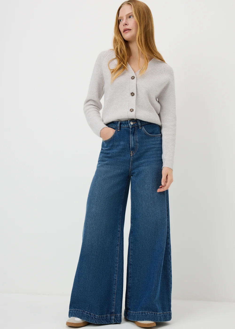 Oatmeal V-Neck Cardigan - 2XL Image 2