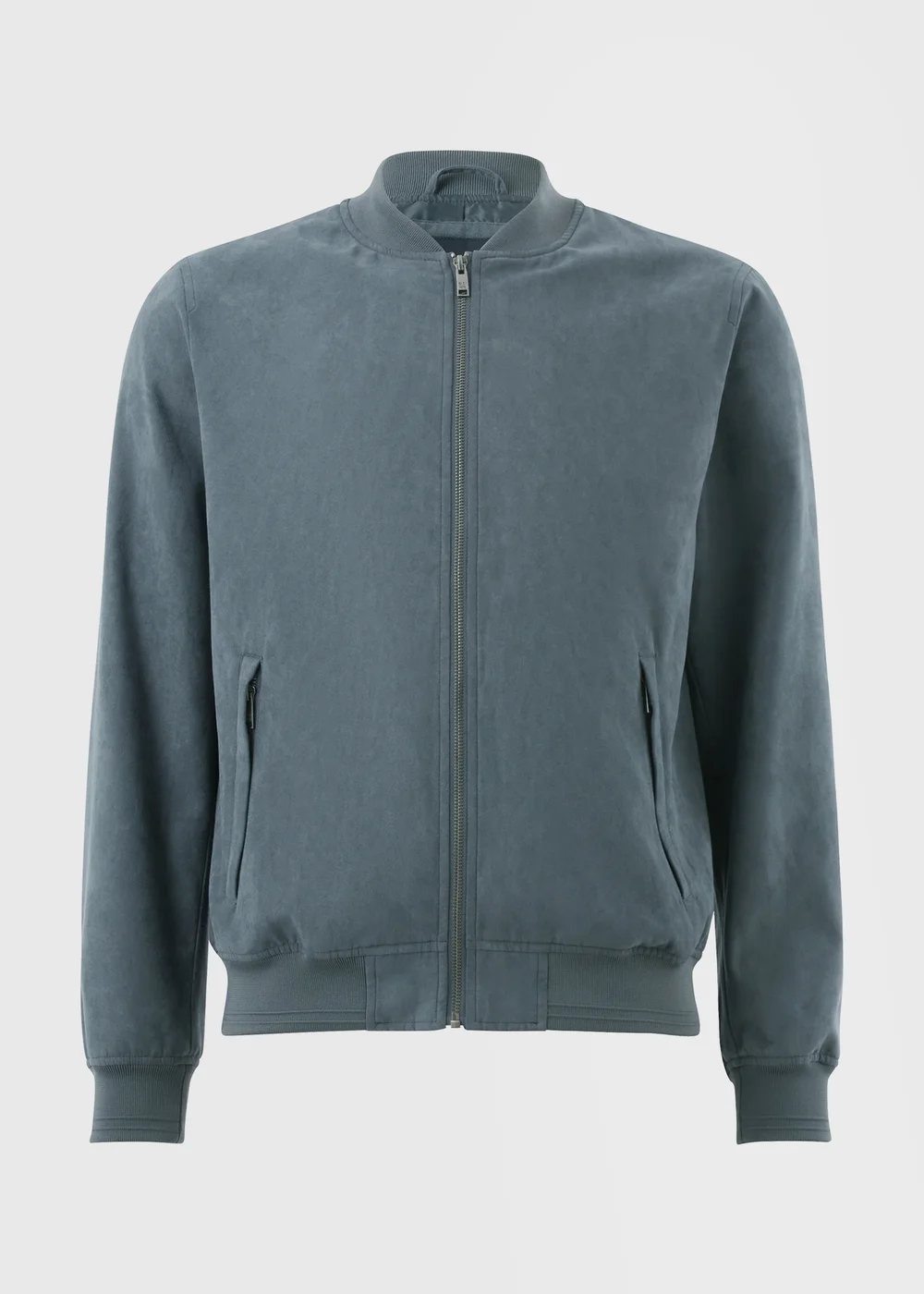 Grey Faux Suede Bomber Jacket - S Image 4