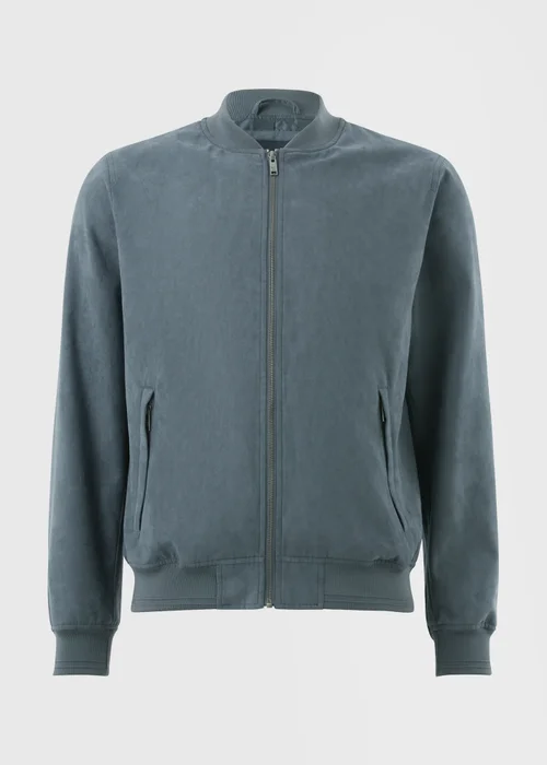 Grey Faux Suede Bomber Jacket - S Image 4