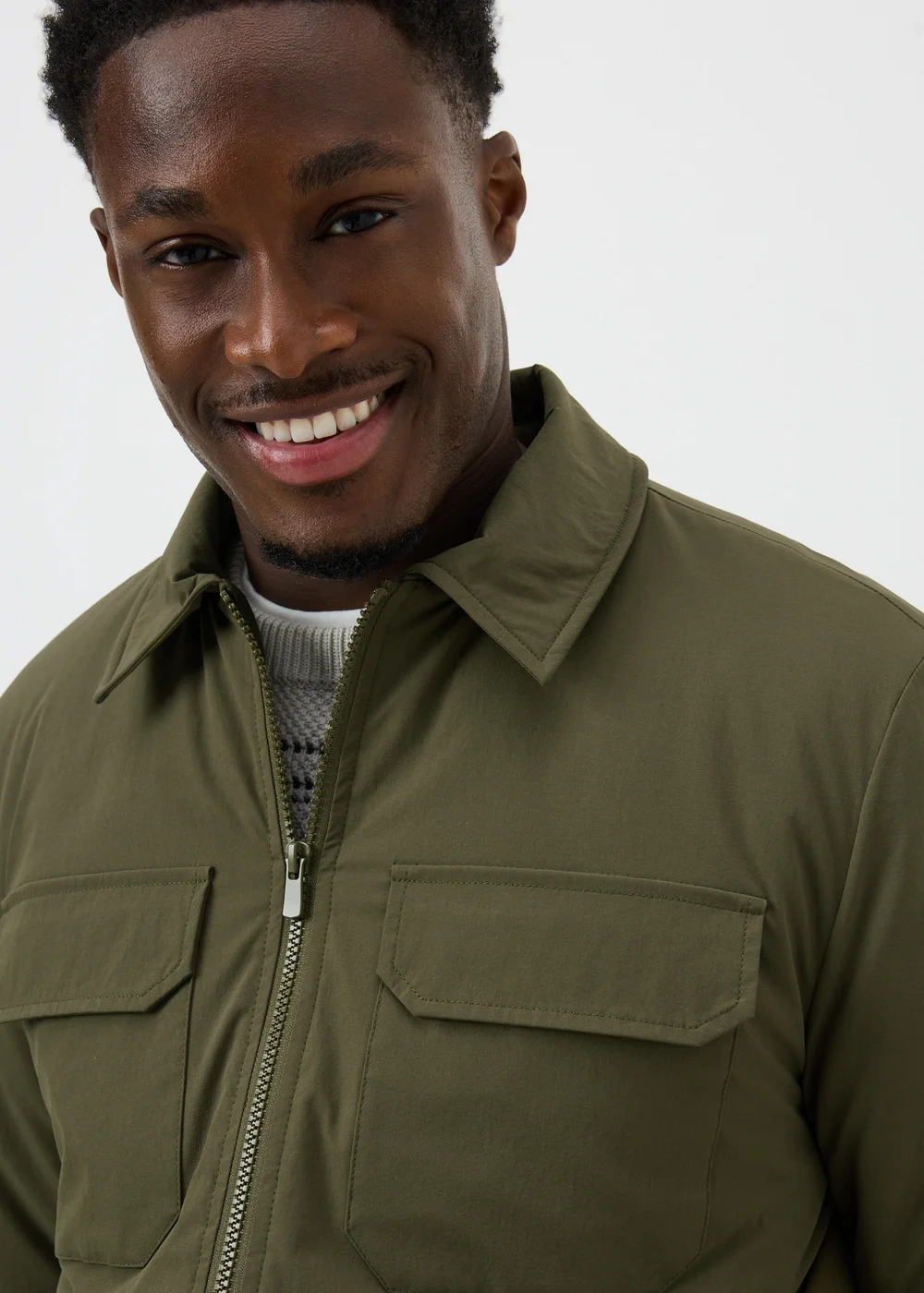 Khaki Padded Cargo Shacket - S Image 3