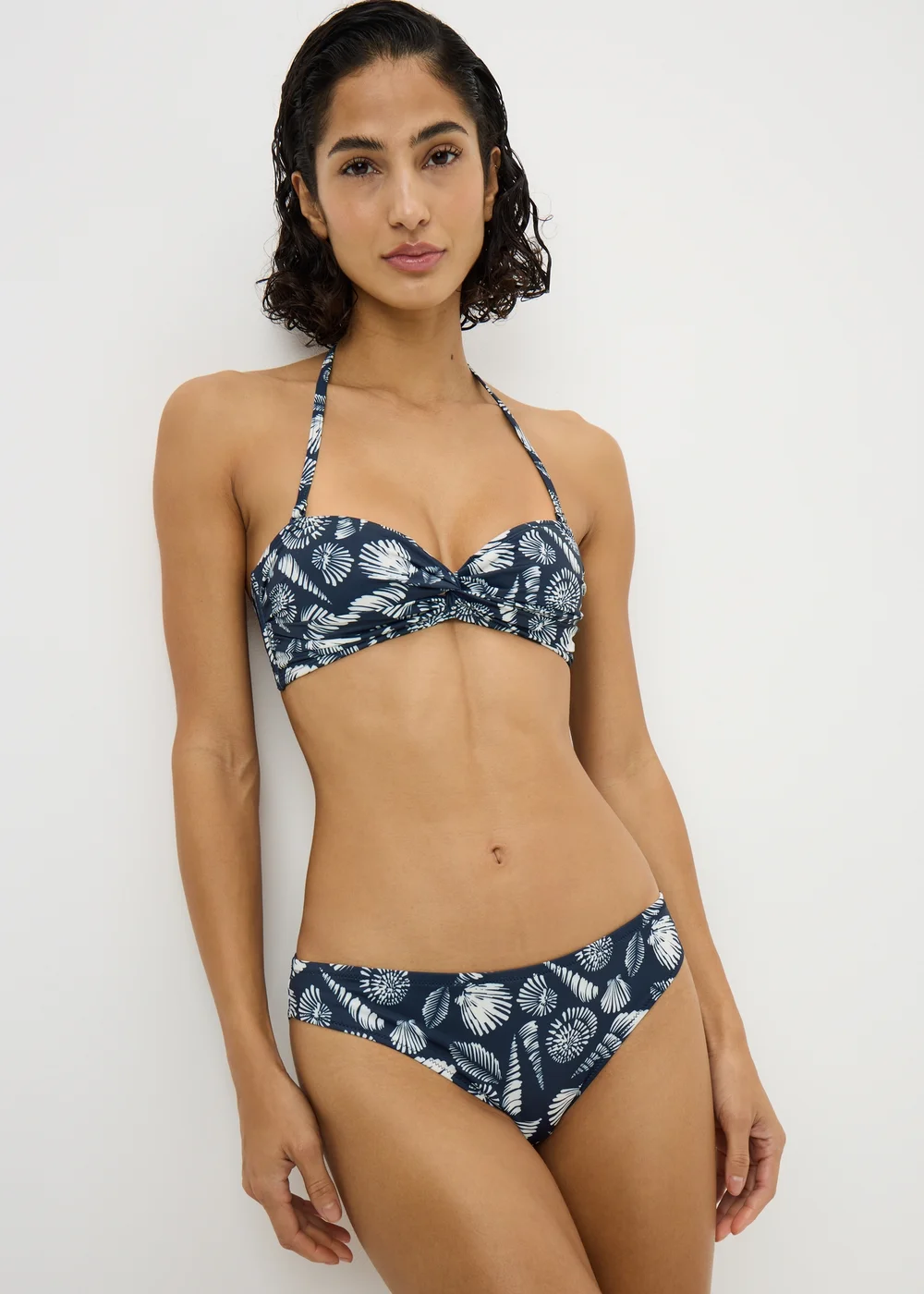 Navy Shell Print Bikini Bottoms - 20 Image 1