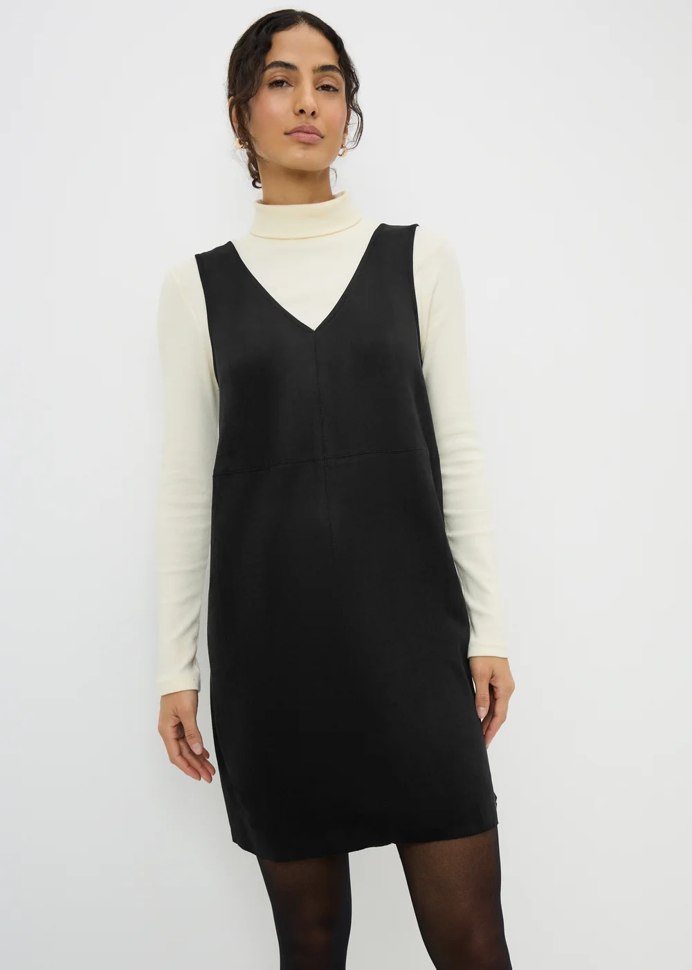 Black Faux Suede Pinafore Dress - 8 | Matalan Black Faux Suede Pinafore Dress - 8 | Matalan