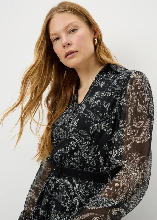 Black Paisley Belted Midaxi Dress - 20 Image 2
