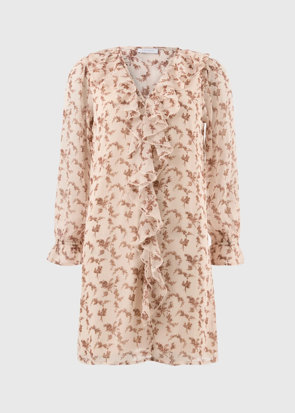 Brown Floral Ruffle Mini Dress - 16 Image 2