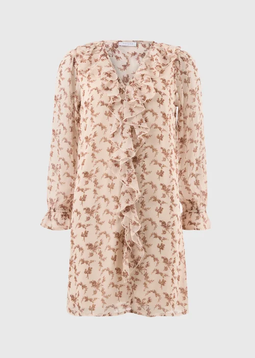 Brown Floral Ruffle Mini Dress - 16 Image 2