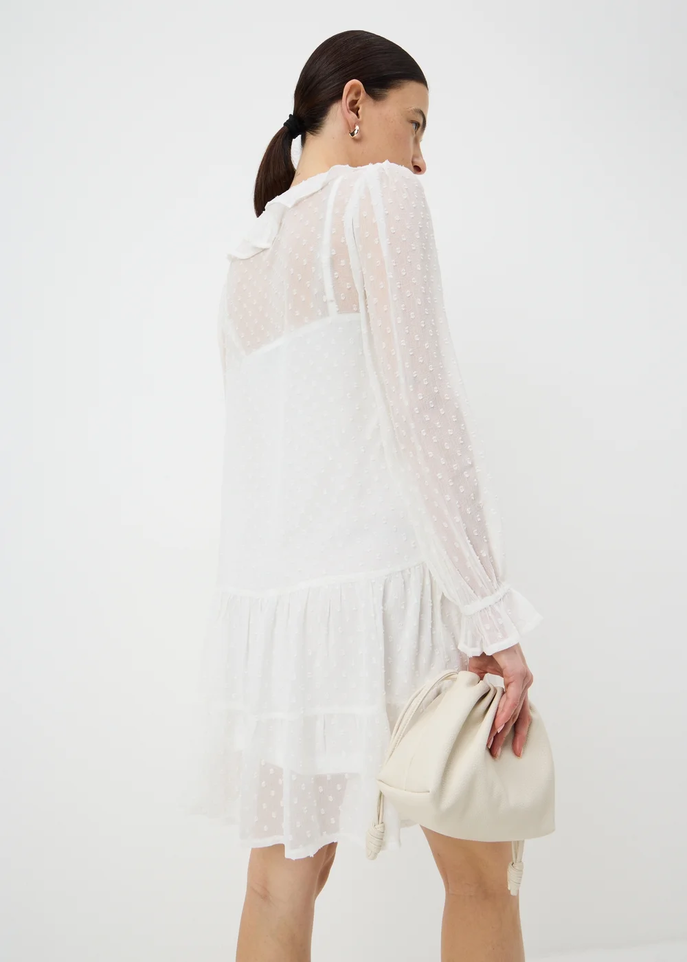 Ivory Dobby Ruffle Mini Dress - 8 Image 2