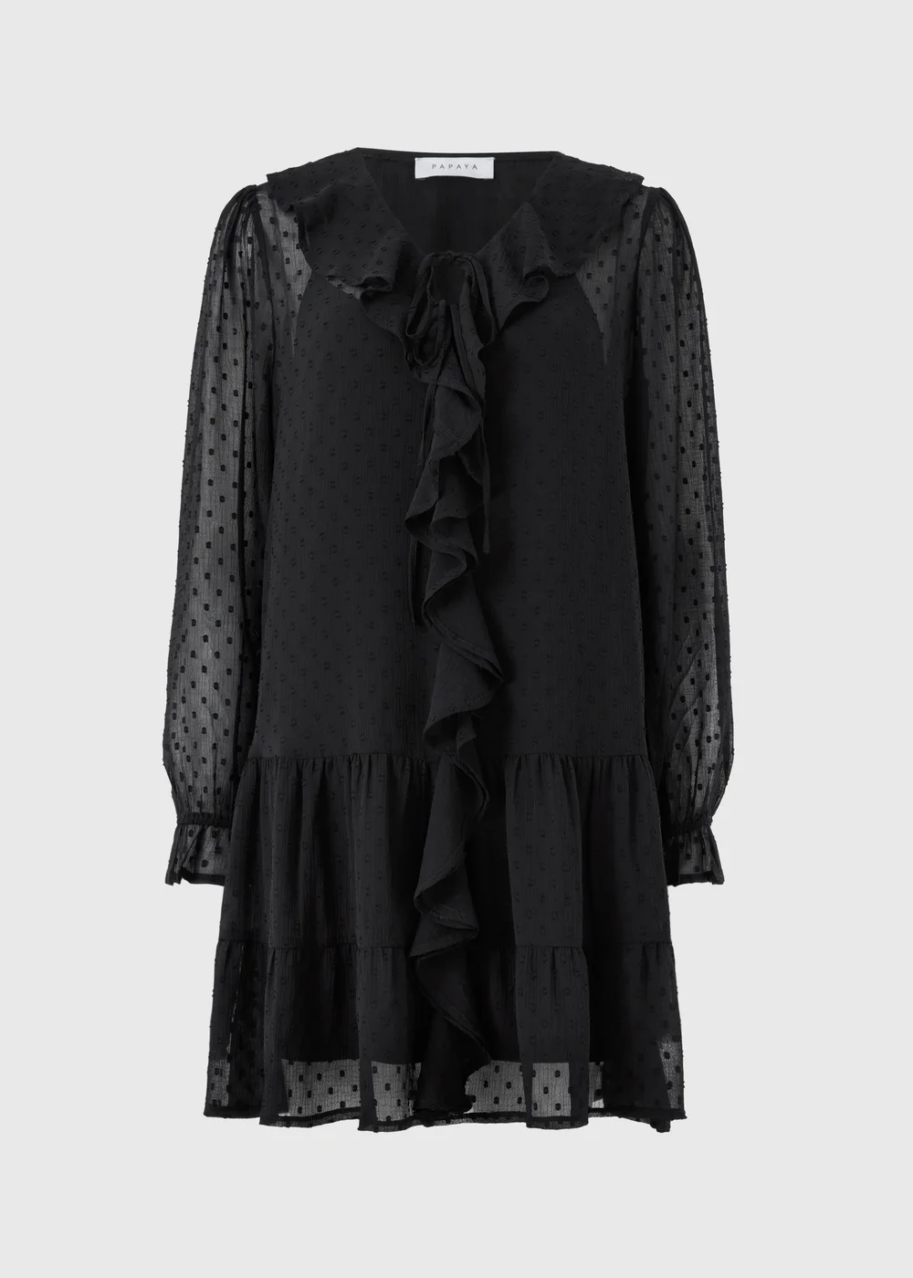 black dobby mesh ruffle skater dress black dobby mesh ruffle skater dress Flirty Energy Ruffle Skater Dress