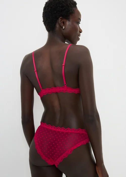 Red Heart Mesh Bralette & Knicker Set - Small Image 2