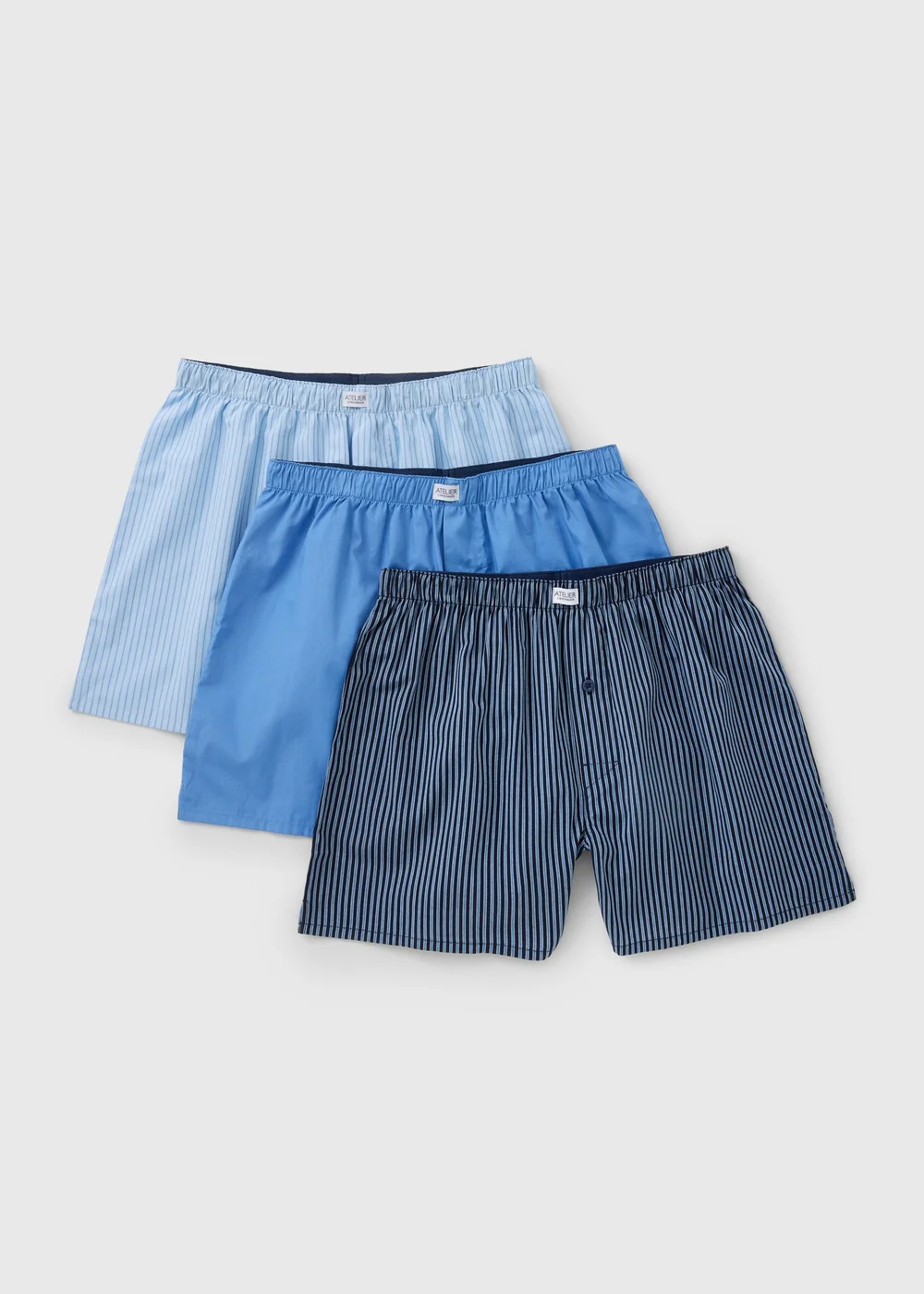 3 Pack Blue Stripe Woven Boxers - S Image 1