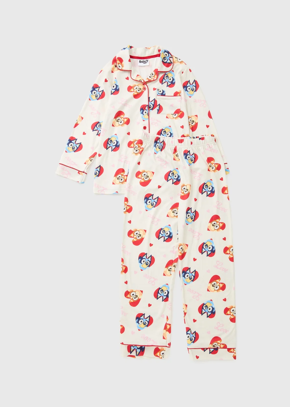 Bluey Girls White Valentines Pyjama Set (1-7yrs) - 1 half year to 2 Image 1