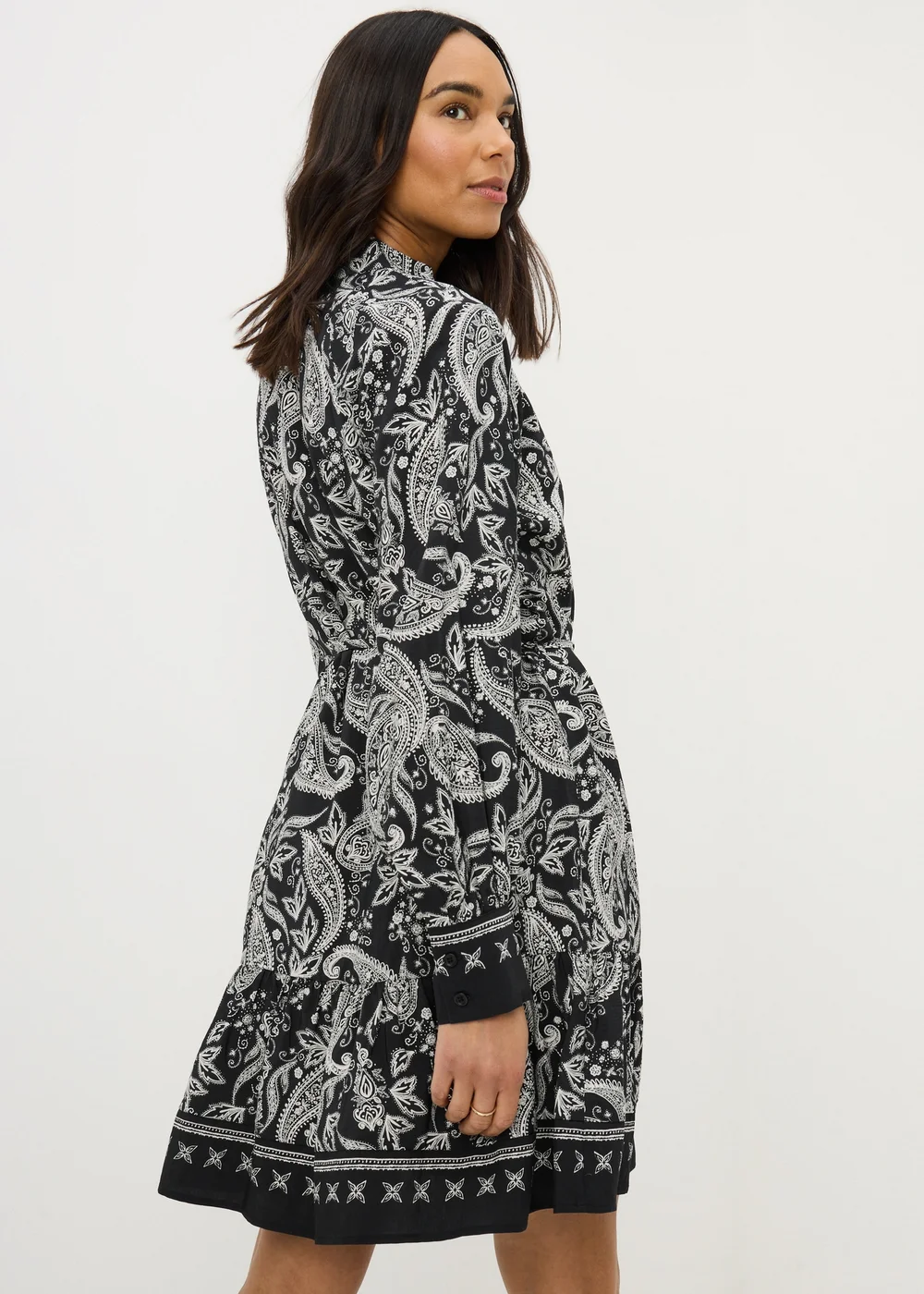 Black Paisley Shirt Mini Dress - 8 | Matalan Black Paisley Shirt Mini Dress - 8 | Matalan