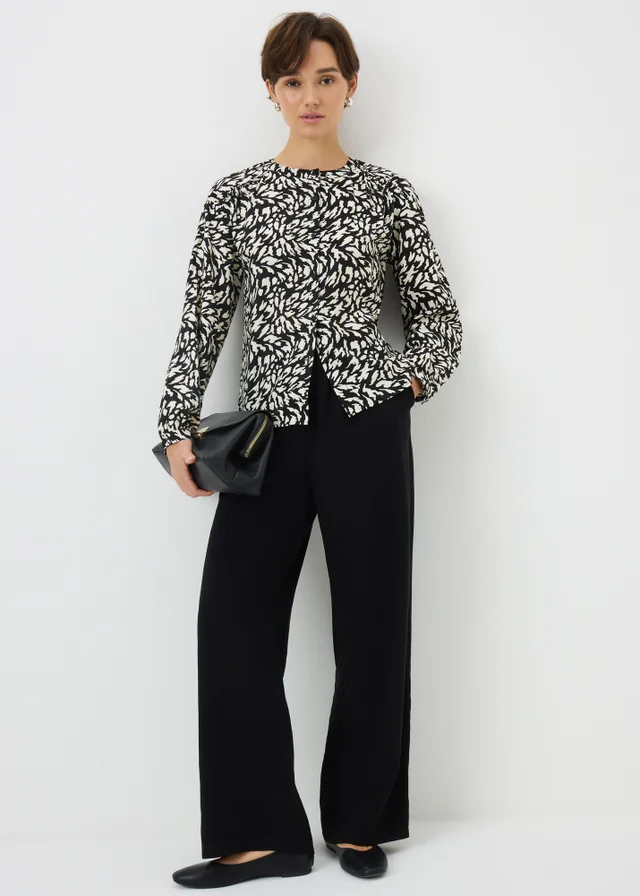 Black Animal Print Button Shirt