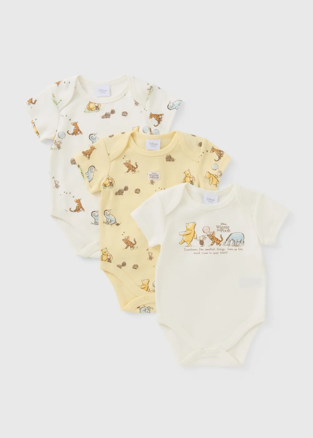 Disney Winnie The Pooh 3 Pack Baby Cream Bodysuits (Newborn-23mths) - 3-6 months Image 1