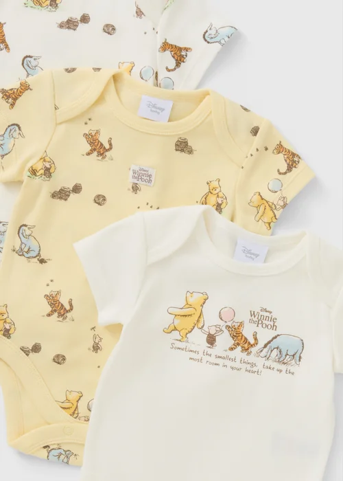 Disney Winnie The Pooh 3 Pack Baby Cream Bodysuits (Newborn-23mths) - 3-6 months Image 2