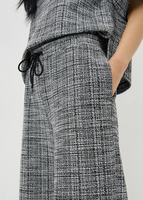 Black Textured Wide Leg Co Ord Trousers - 22/L33 Image 2