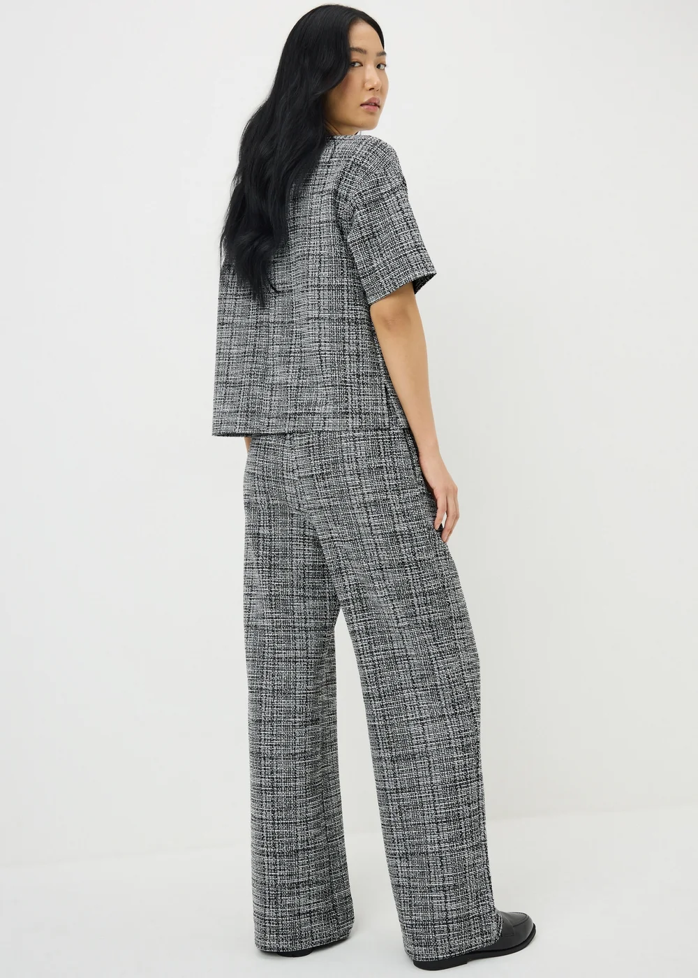 Black Textured Wide Leg Co Ord Trousers - 22/L33 Image 3