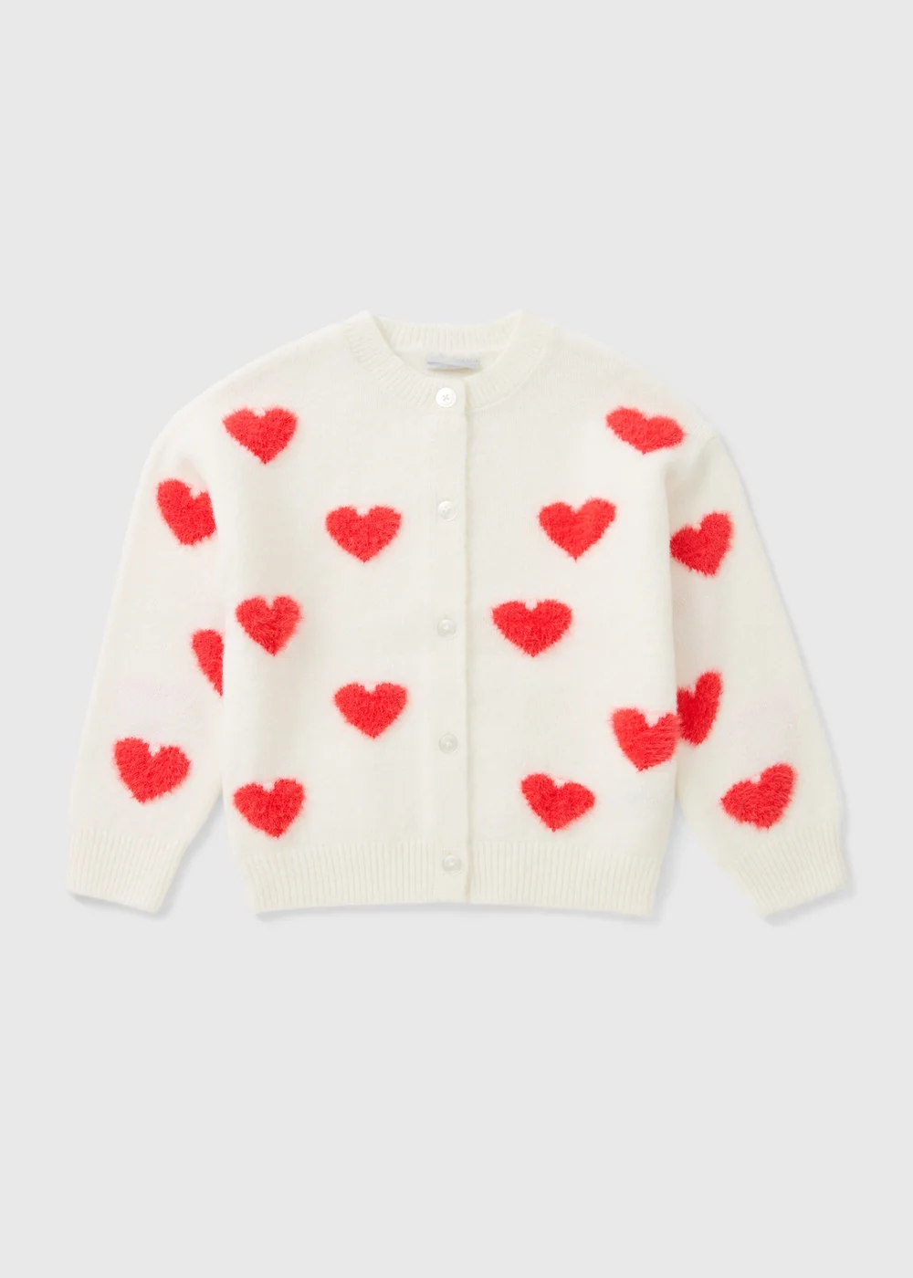 Girls Cream Heart Cardigan (7-15yrs) - 7 Yrs Image 1