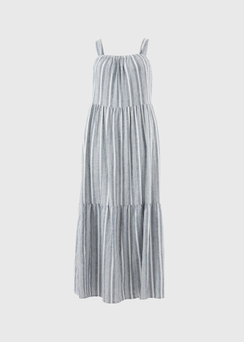 Blue Stripe Linen Rich Midaxi Dress - 8 Blue Stripe Linen Rich Midaxi Dress - 8