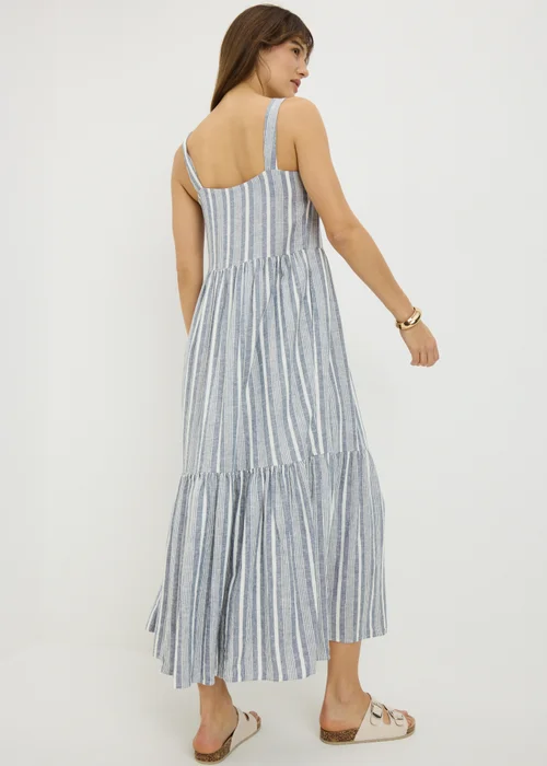 Blue Stripe Linen Rich Midaxi Dress - 22 Image 3