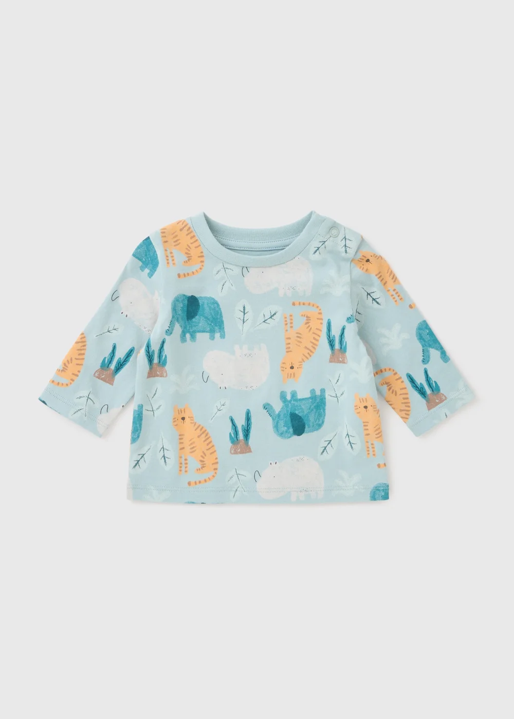 Baby Blue Animal Print Long Sleeve T-Shirt (Newborn-23mths) - 0-3 months Image 1