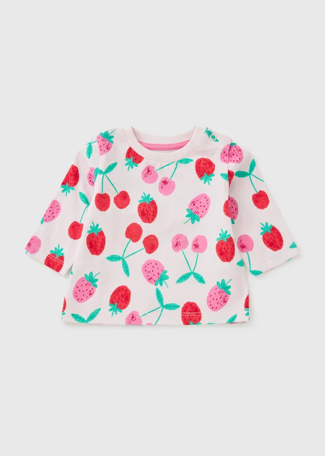 Baby Pink Fruit Long Sleeve Top(Newborn-23mths)
