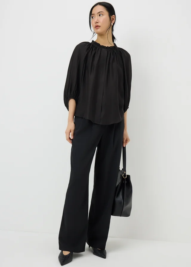Black Volume Sleeve Blouse