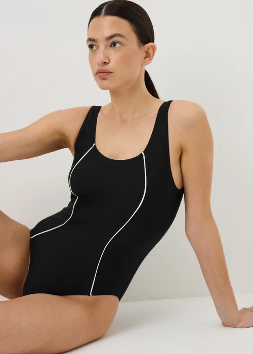Souluxe Black Contrast Taping Swimsuit - 8 Image 1