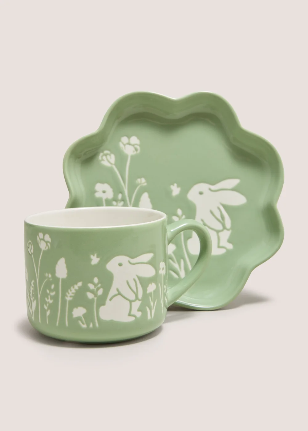 Green 2pc Rabbit Mug and Plate Set Image 2