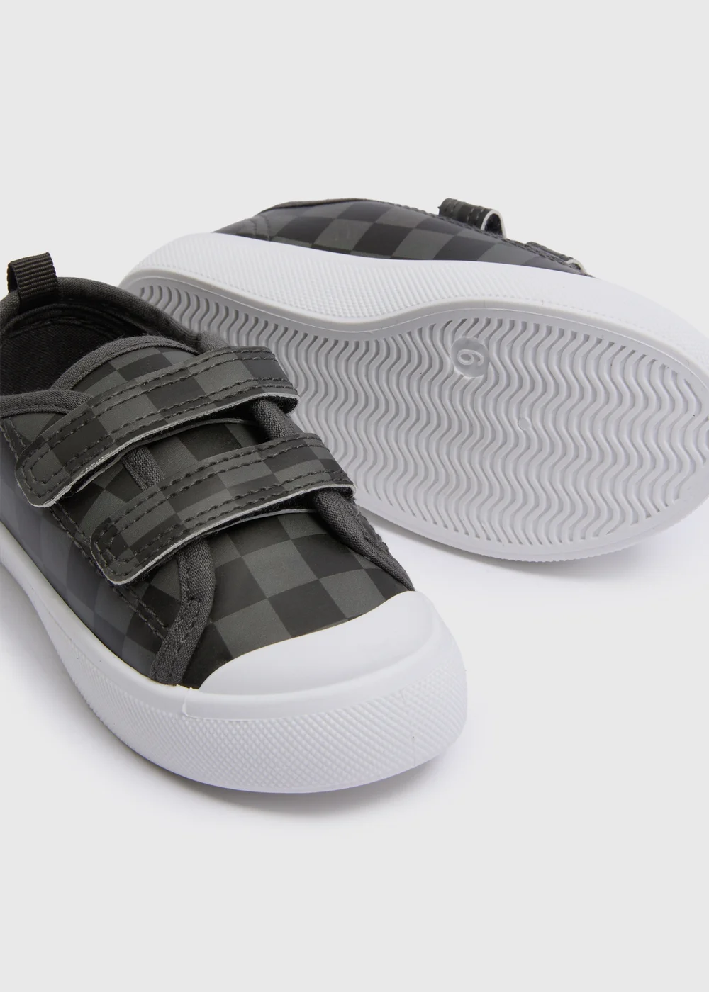 Boys Grey Checkerboard Double Strap Canvas Shoes (Younger 4-12) - 6 Infant Image 2