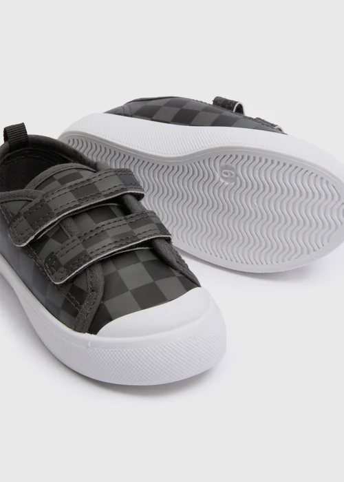 Boys Grey Checkerboard Double Strap Canvas Shoes (Younger 4-12) - 6 Infant Image 2