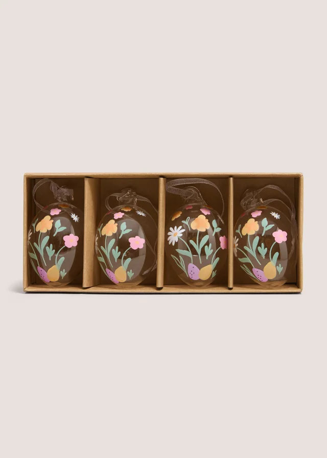 4 Pack Easter Glass Egg Decorations