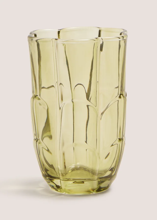 Green Floral Glass Tumbler