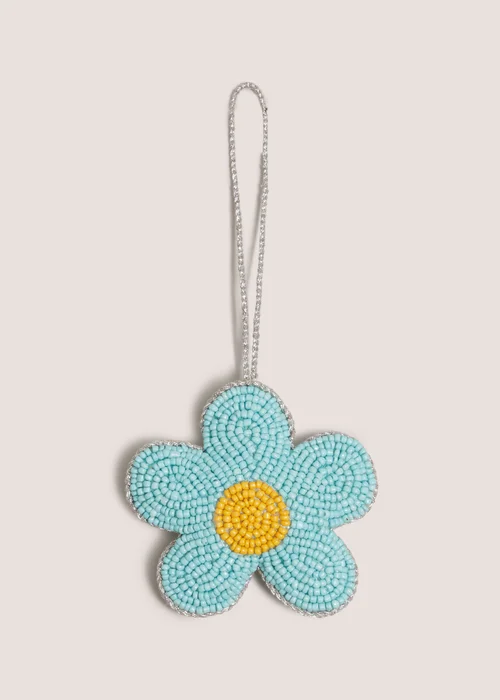 Blue Beaded Flower Hanging Decoration Image 1