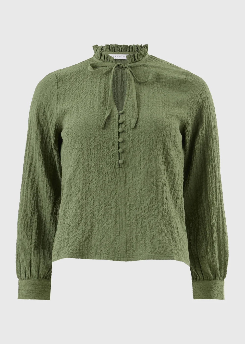 Green Textured High Neck Blouse - 22 Image 4