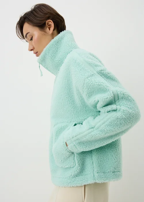 Green Funnel Neck Taped Borg Jacket - S Image 3