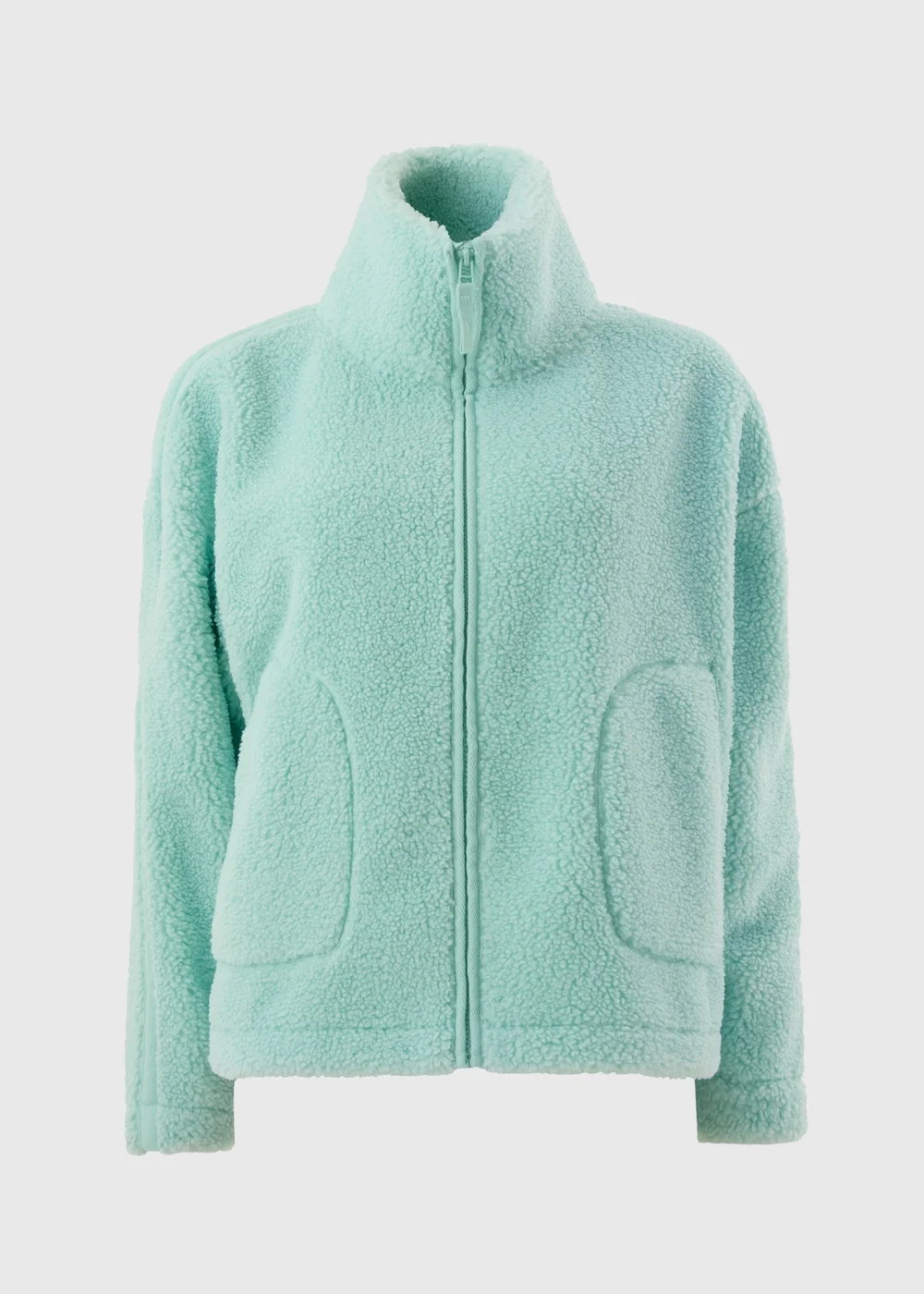 Green Funnel Neck Taped Borg Jacket - S Image 4