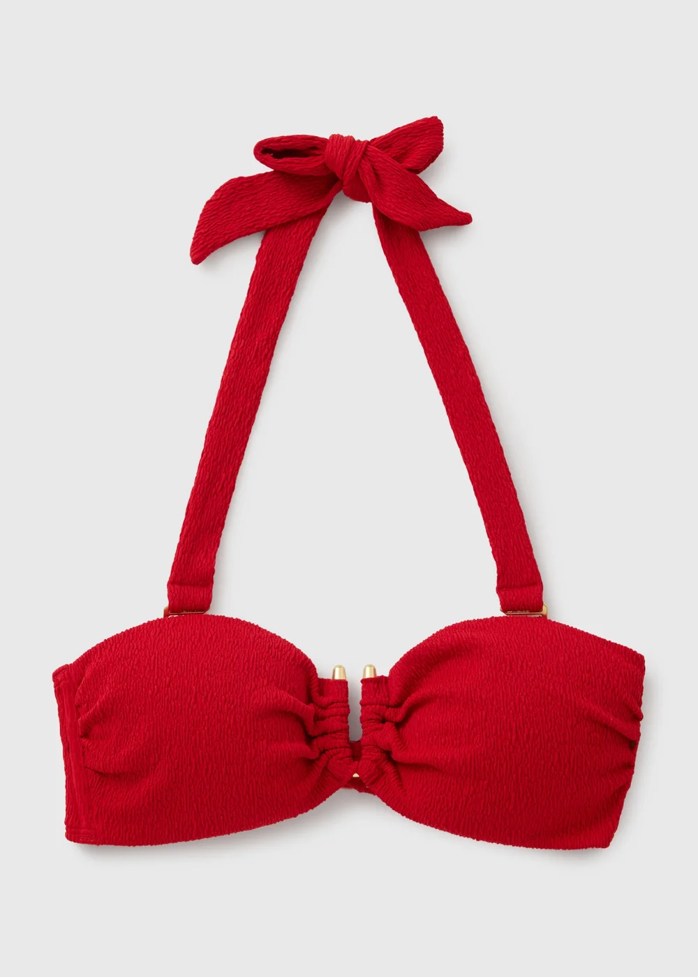 Red Textured Hardware Detail Bikini Top - 6 Image 3