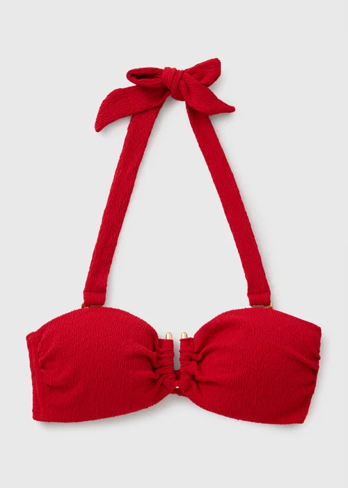 Red Textured Hardware Detail Bikini Top - 6 Image 3