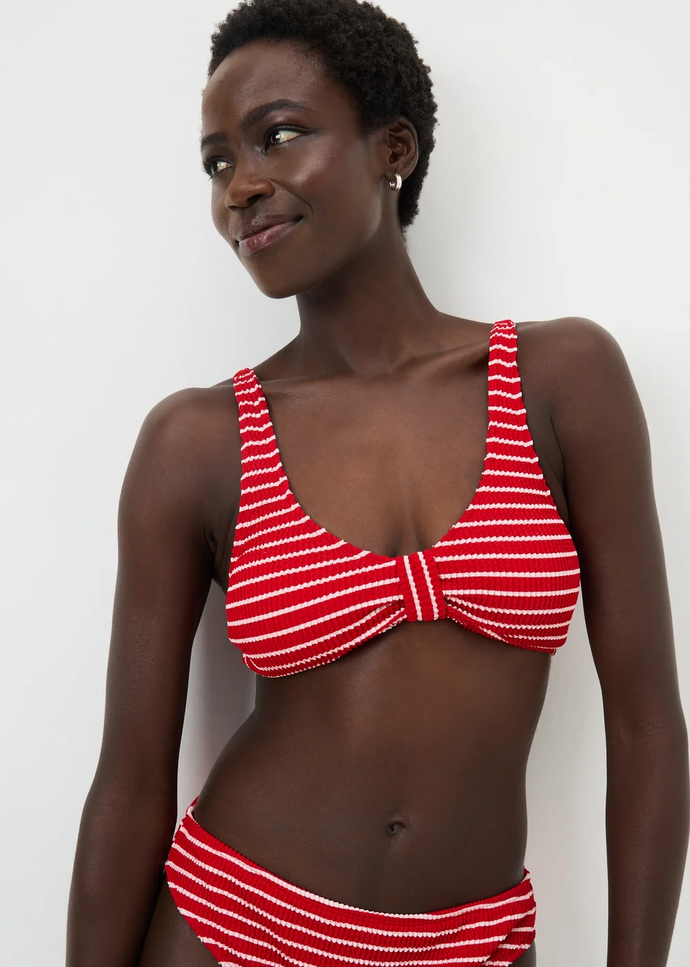 Red Stripe Knot Bikini Top - 6 Image 1