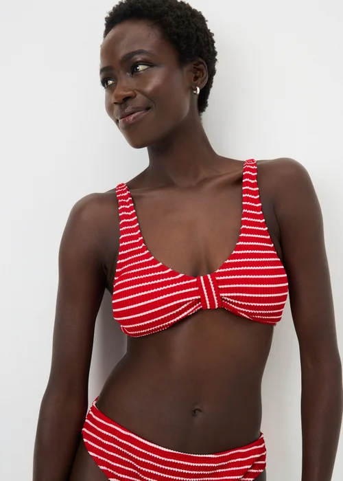 Red Stripe Knot Bikini Top - 6 Image 1