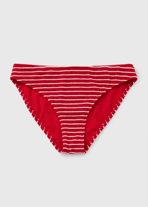 Red Stripe Textured Bikini Bottoms - 6 Image 3