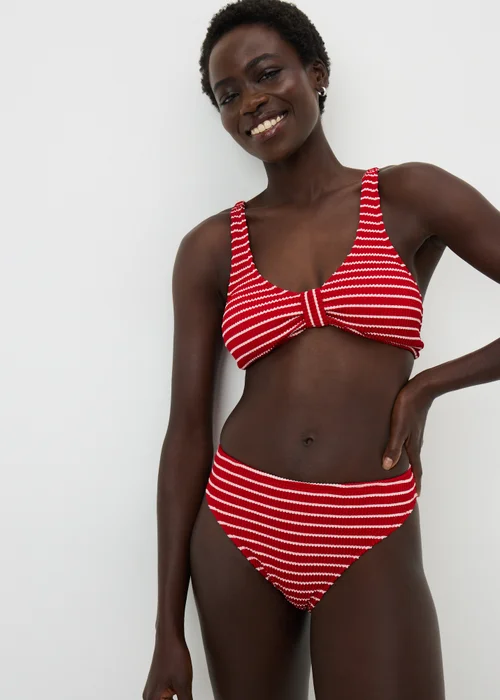 Red Stripe Textured Bikini Bottoms - 6 Image 1