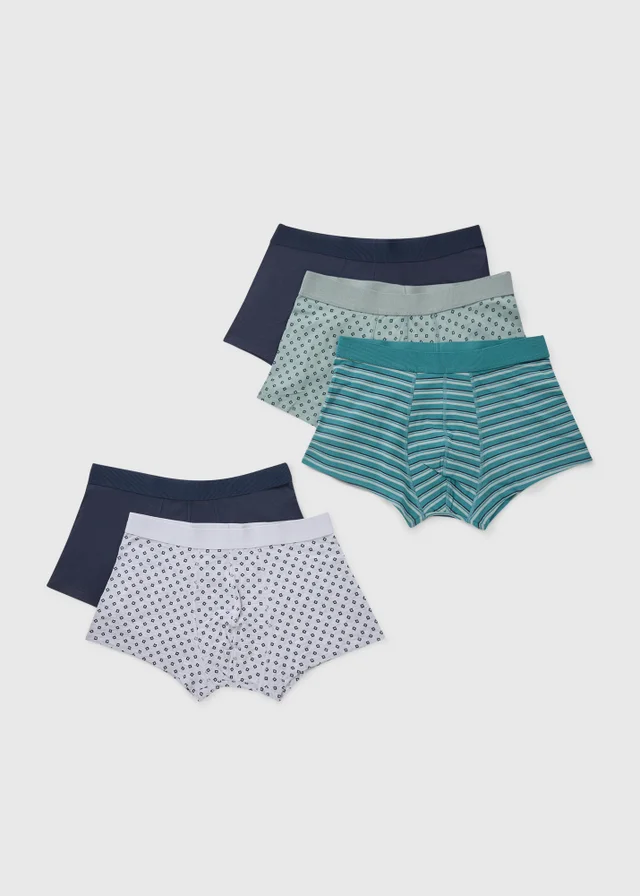 5 Pack Sage Geometric Printed Hipsters