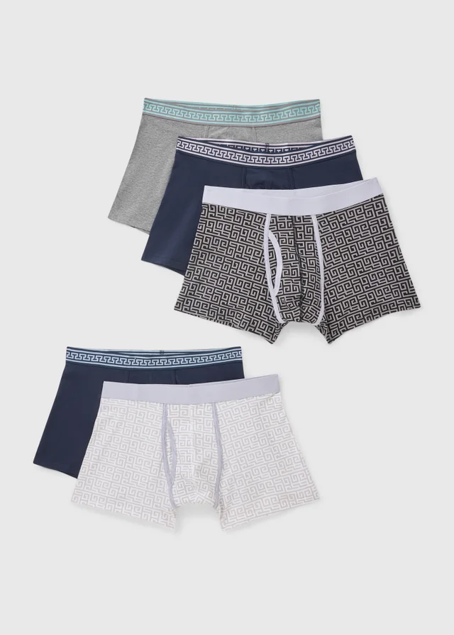 5 Pack Grey Metallic Trunks