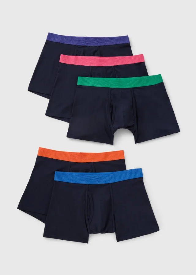 5 Pack Navy Neon Waistband Trunks